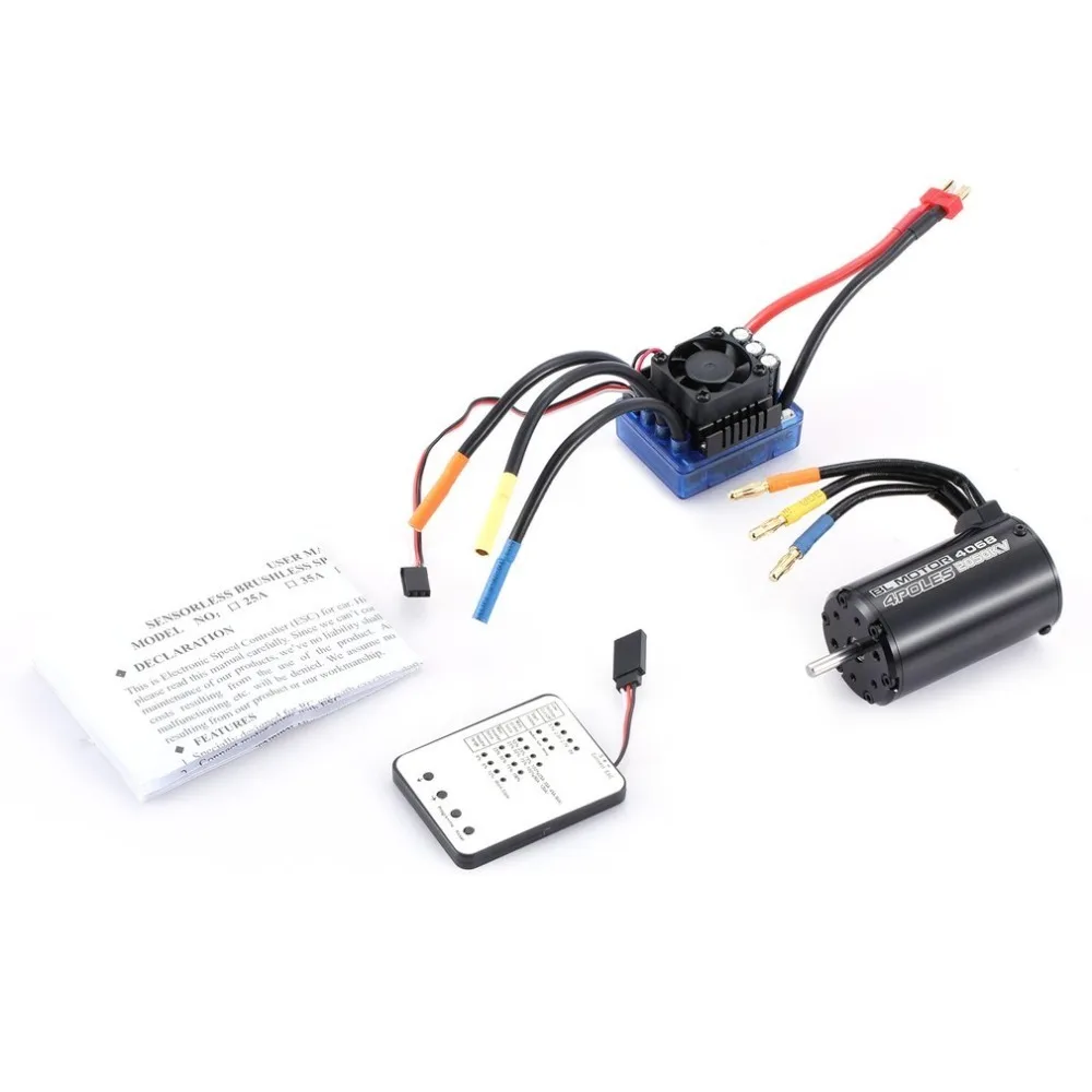 

4068 2050KV 4 poles Sensorless Brushless Motor 120A ESC with LED Programming Card Combo Set for 1/8 RC Car Truck Motors