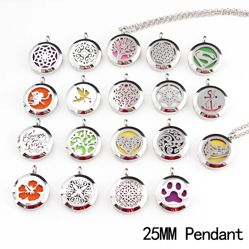 

1PCS 25MM Perfume Essential Oil Aromatherapy Locket Necklace Aromatherapy Jewelry