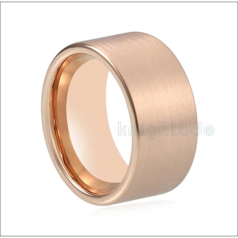 12 мм, розовое золото, вольфрам, карбид, кольцо для большого пальца для мужчин и женщин, плоская полоса, матовая отделка, удобная посадка