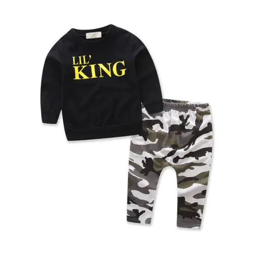 2pcs Newborn Infant Baby Boy Kids Shirt Top Pants Clothes Outfits Camouflage Set Toddler Boys Cool Warm Solid Clothing Set newborn toddler christmas clothing set infant kid baby boy clothes t shirt top pants outfits set 0 18m