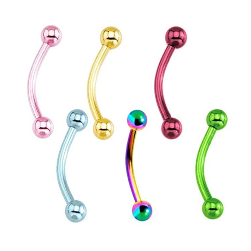 

Surgial Steel Punk Double Ball Bar Lip Ring Studs Eyebrow Piercing Multicolor Nipple Helix Stud Earrings Piercing Body Jewelry