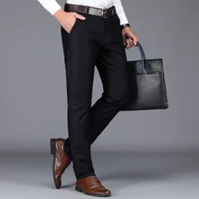 Весна и осень новые мужские повседневные деловые брюки среднего возраста homme хлопковые корейские прямые стандартные штаны в китайском стиле