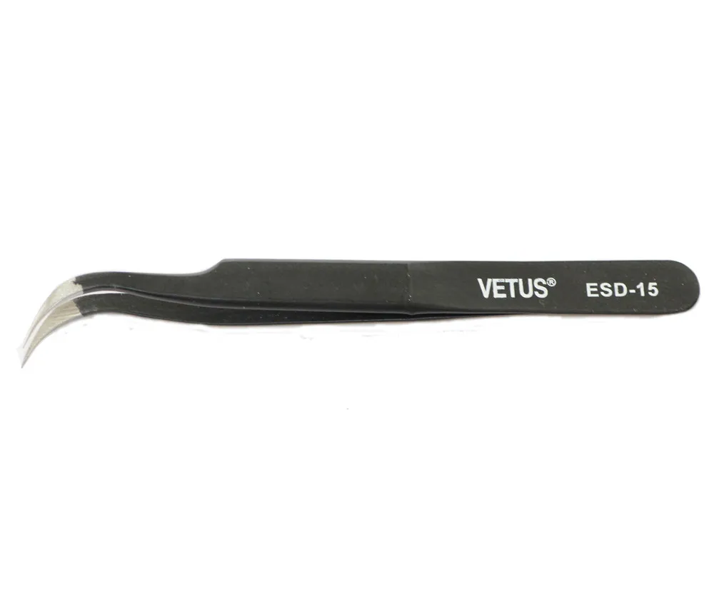 2 шт./лот нержавеющая eyelashtweezer VETUS ESD пинцет Анти-статический Пинцет ESD15 прямые и хорошее качество