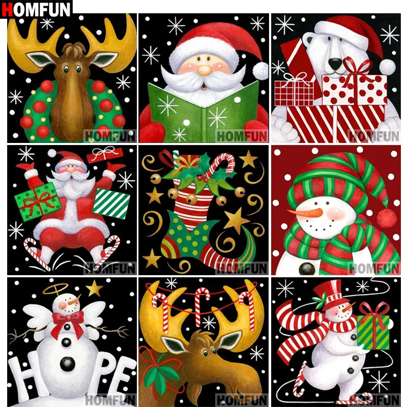 

HOMFUN Christmas Card Gift Full Square/Round Drill 5D DIY Diamond Painting 3D Embroidery Cross Stitch 5D Home Decor A14452