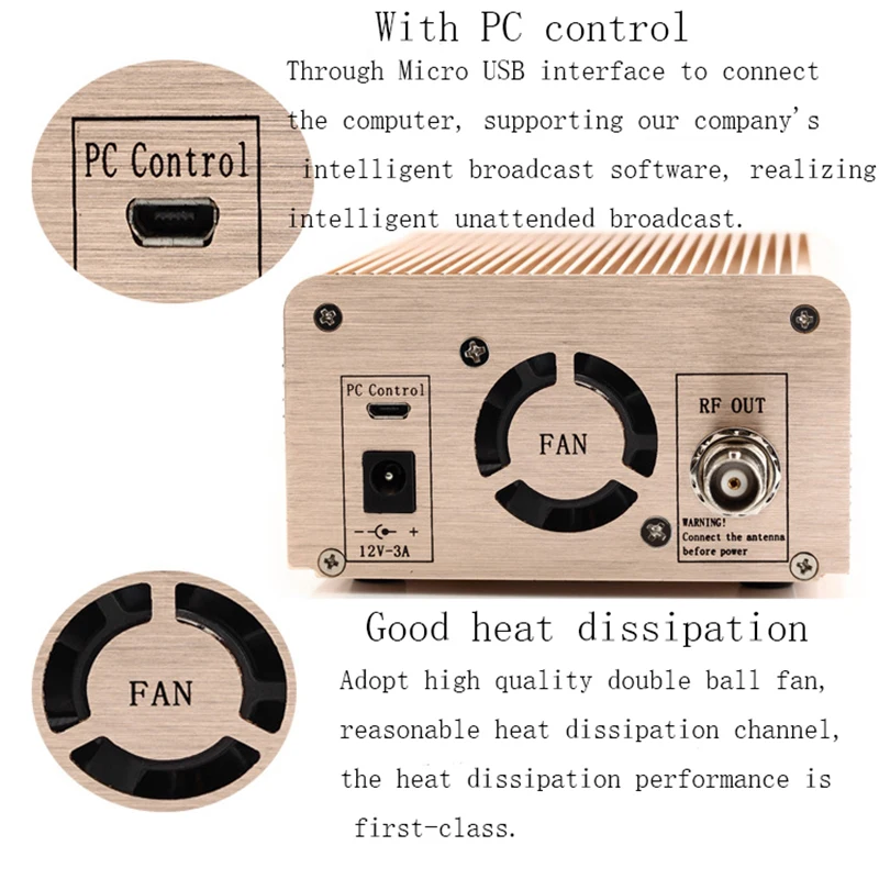 15W/5W FM Transmitter PC Controlled Stereo Sound FM Transmitter Bluetooth Wireless All-aluminum Housing Super Heat 15W/5W FM Transmitter PC Controlled Stereo Sound FM Transmitter Bluetooth Wireless All-aluminum Housing Super Heat