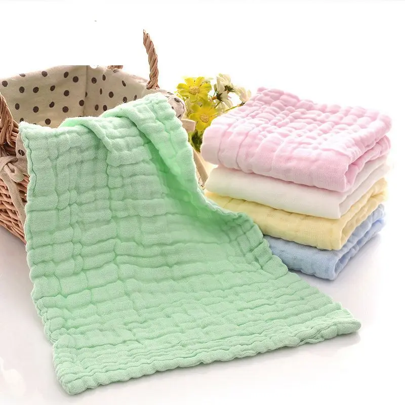 Детское полотенце, хлопок, 6 слоев, марля, 25*45 см, для новорожденных, с рисунком, для мальчиков и девочек, для лица, для купания, нагрудник, платок, F01 - Цвет: green