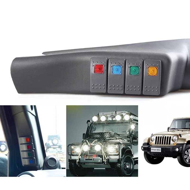 

1x Left Hand Side A Pillar 4 Switch Pod Panel Kit Fit For Jeep Wrangler JK 07-16