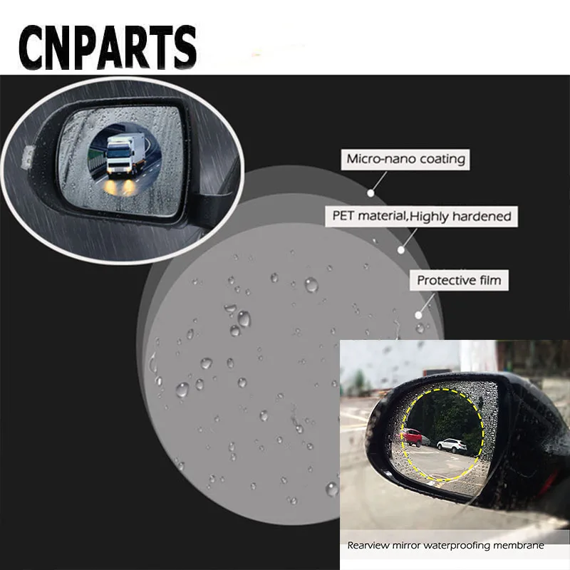 

CNPARTS 2Pc For Renault Megane 2 3 Duster VW Touran Passat B6 Golf 7 T5 T4 Fiat 500 Car Rainproof Mirror Film Clear Safe Sticker