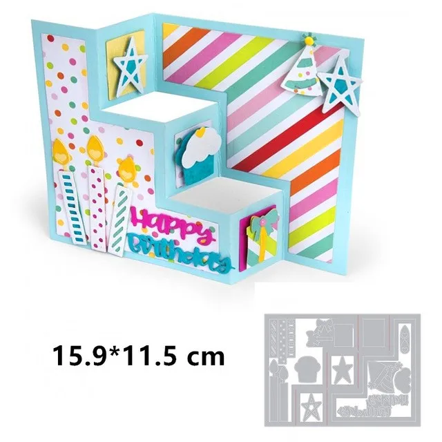 

HAPPY Birthday3D Card Metal Cutting Dies Scrapbooking Card Making Album Embossing Stencil Die Cut Craft Dies New 2019 Decoration