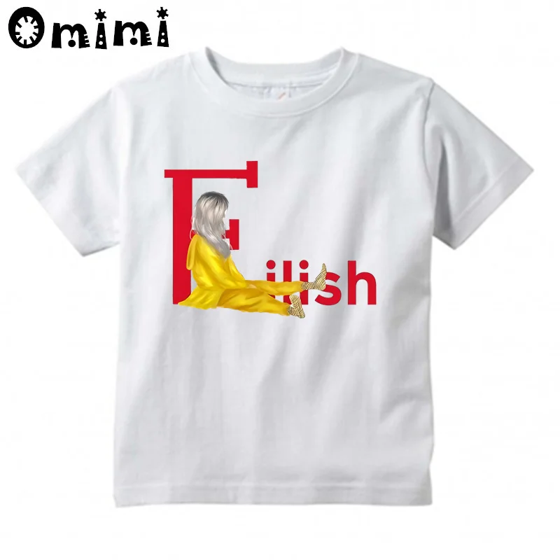 Новые детские футболки с Билли эйлишем, Детская футболка для мальчиков, одежда топы для маленьких мальчиков, костюм для девочек детская футболка ooo4569 - Цвет: whiteI