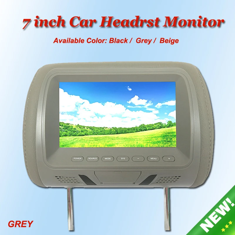 

KANOR 2pcs 7" 480*234 Screen Car Monitor Headrest Monitor Player with Two Videos Input Black Gray Beige Available