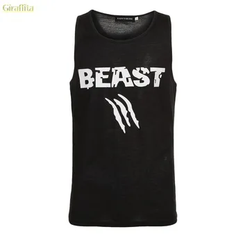 Beauty and Beast Couple Vest  Men Bodybuilding Fitness Tank Top Workout  Print Vest Stringer Sportswear Undershirt