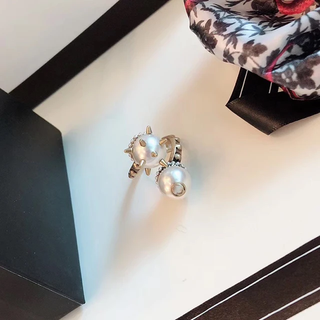 Top Brand Fashion Pearl Jewelry For Women Vintage Rings Big Pearl Ring wedding Party Rings Yellow Brass Jewelry Steam Punk Rings