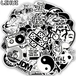 100 шт. черно-белая случайная наклейка панк граффити рок забавная наклейка s для малыша DIY гитара шлем ноутбук чемодан велосипед наклейка s