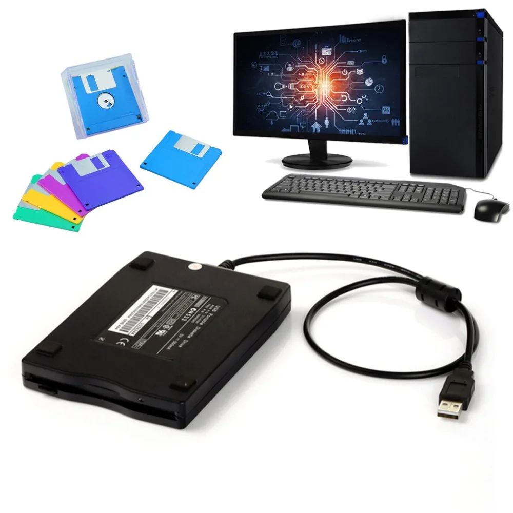 

3.5 inch 1.44MB FDD Black USB Portable External Interface Floppy Disk FDD External USB Floppy Drive for Laptop Drop Shipping