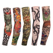 6pcs=3pair Multi-Colors Superfine Fiber Cycling Fake Tattoo Sunscreen Sleeve Designs Body Arm Stockings for Cool Men Women