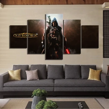 

5 Piece HD Picture Star Wars The Old Republic Game Poster Paintings Artwork Fantasy Wall Art Canvas Painting for Home Decor