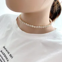 Модное простое женское ожерелье с кристаллами из горного хрусталя женское модное эффектное Золотое Серебряное ожерелье-чокер ожерелье женские ювелирные изделия