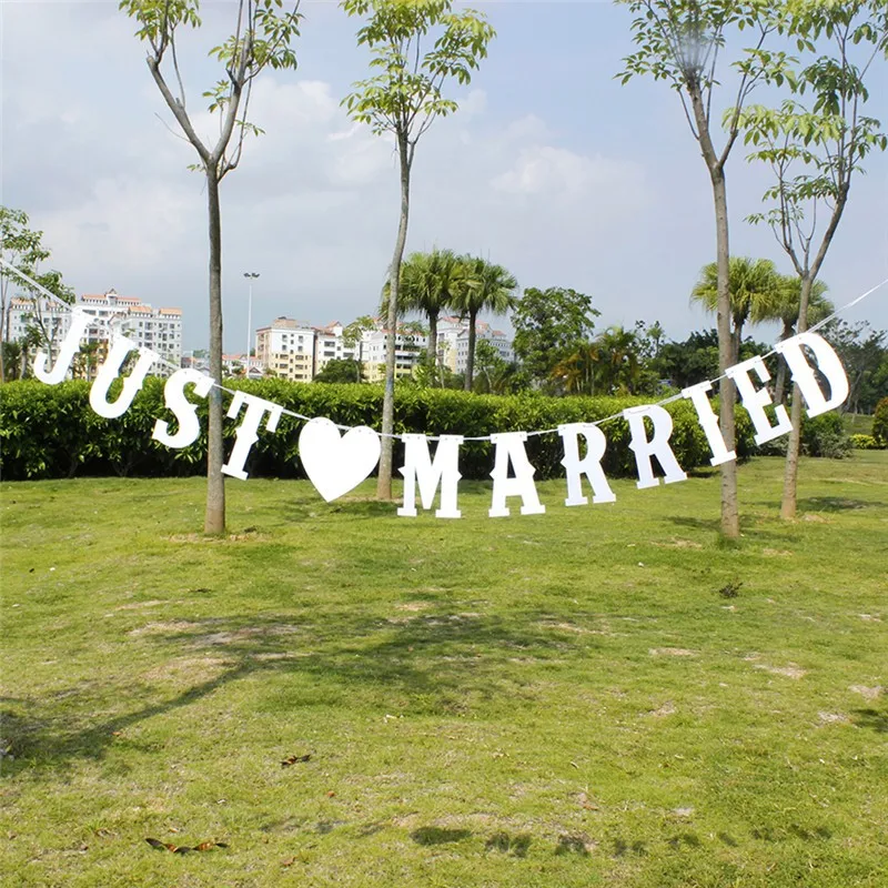 

Just Married wedding party decorations photo booth props Wedding Decoration Vintage Romantic Wedding Banner Photobooth props