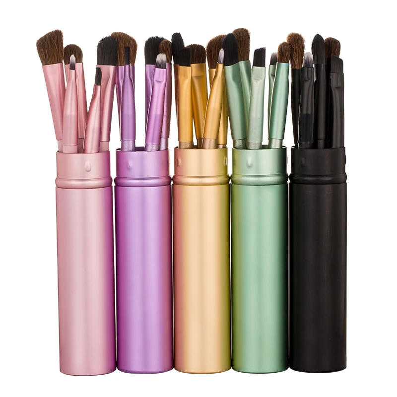New 5 Pcs Eye Makeup Brushes Set shadow Liner Shadow Kit Pony Hair Black Tool With Cup Tube Holder | Красота и здоровье