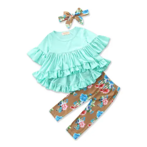 Toddler Kids Baby Girl Top Dress Floral Printed Pants Legging Outfit Clothes kids clothing set girls clothing set
