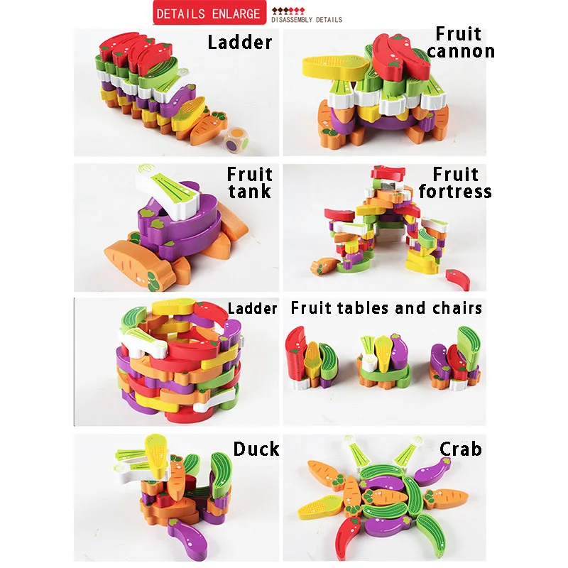 Имитация кухонная мебель фруктовый стиль строительные блоки цвет формы познание Детский Набор Овощной Пирамидка