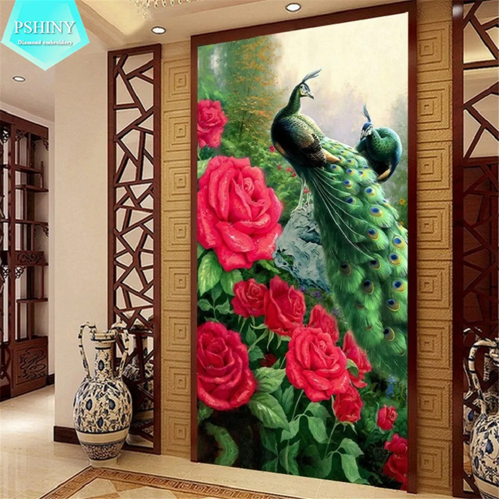 

5D DIY Diamond embroidery Rose Peacock pictures Home Decor Fully Resin round or square rhinestone needlework animals painting
