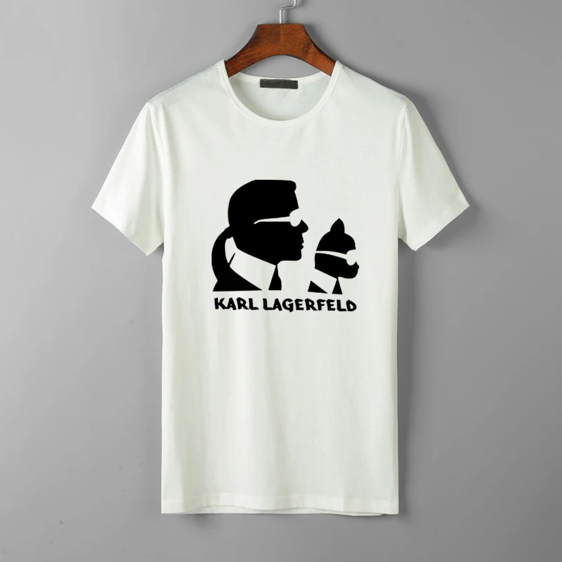 

Karl Lagerfeld T Shirt women Unisex couple clothes graphic tees cat animal print Vogue bts tshirt femme streetwear korean style