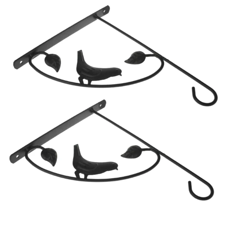 

2*Iron Brackets Flower Bracket Bird Hook Flower Pot Wall Hanger 24*30cm Home Wall Decoration