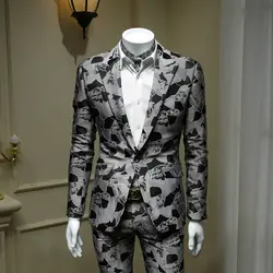 XM GEEKI мужской модный серый костюм куртки мужские свадебные платья костюмы пальто черный костюм британский стиль куртки Серый Блейзер 365wt42