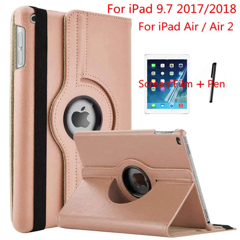 

iBuyiWin 360 Degree Rotating Smart PU Leather Case for iPad Air/Air 2 5th 6th for iPad 9.7" 2017/2018 New Tablet Cover+Film+Pen