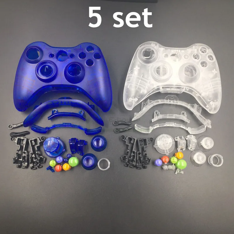 5 Set Clear Controller Housing Cover Case For Xbox 360 Wireless