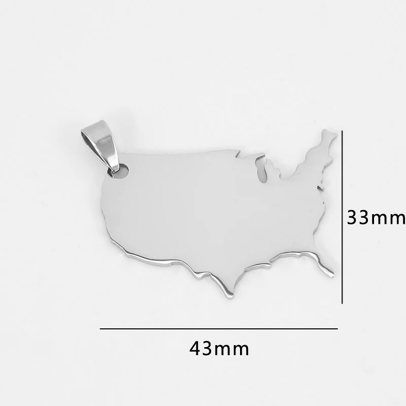 50pcs DIY jewelry necklace mirror polished USA America US map Pendant stainless steel Customize wholesale price pendants Fashion Jewelry