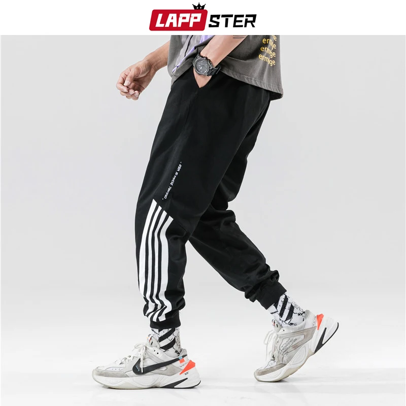

LAPPSTER Side Striped Joggers Pants Men 2019 Harajuku Hip Hop Cotton Sweat Pants Japanese Streetwear Fashion Casual Trousers