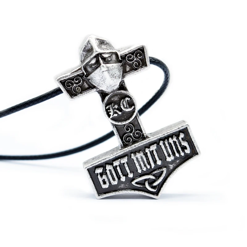 1pcs DropShipping Got mitt uns Punk Necklace Vking Hammer Mjolnir Pendant God With Us K.C Band Jewelry CT685 | Украшения и