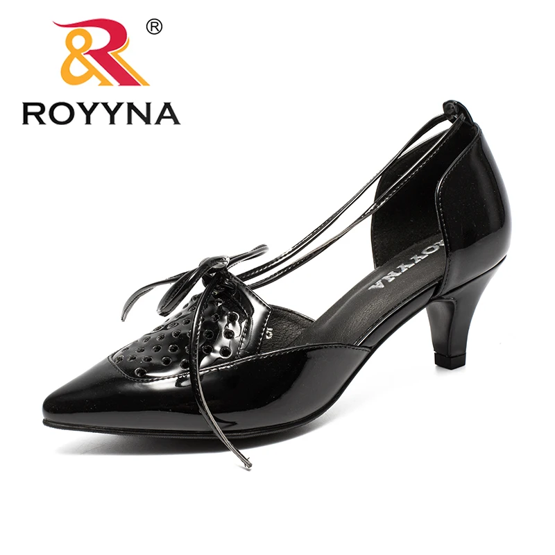 

ROYYNA New Arrival Fashion Style Women Pumps Pointed Toe Femme Dress Shoes Thin Heels Female Office Shoes Patent PU Light Soft