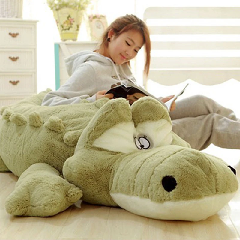 Big Stuffed Crocodile Plush Toys Soft Animals Sleep Bed Pillow Baby Crib Cushion