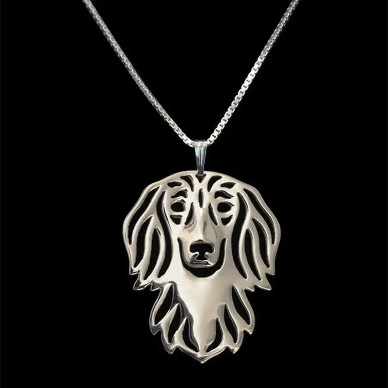 

2019 Hot Selling Jewelry Alloy Pet Dog Necklaces For Lovers Long haired Dachshund Pendant Necklaces Drop Shipping