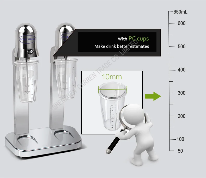 1 шт. двойной головки молочный Шейк машина, Миксер для молока, поилка миксер машина для кофейни, бара, напитков магазин
