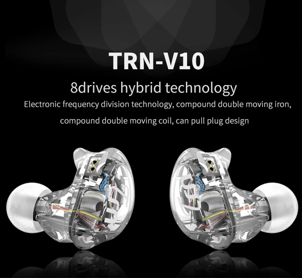 Новейший TRN V10 2DD+ 2BA Гибридный наушник в ухо HIFI DJ монитор для бега спортивные наушники ушные наушники гарнитура с 2PIN кабелем