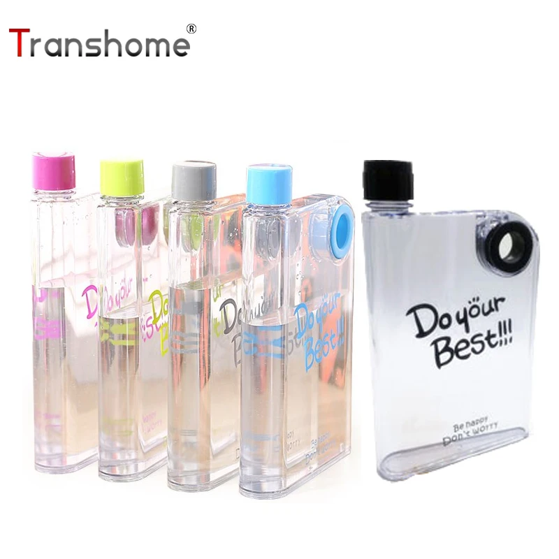 

Transhome Plastic Water Bottle 450ml Creative A5 Transparent Notebook Portable Leak-proof Bottles for Outdoor Sport Travel
