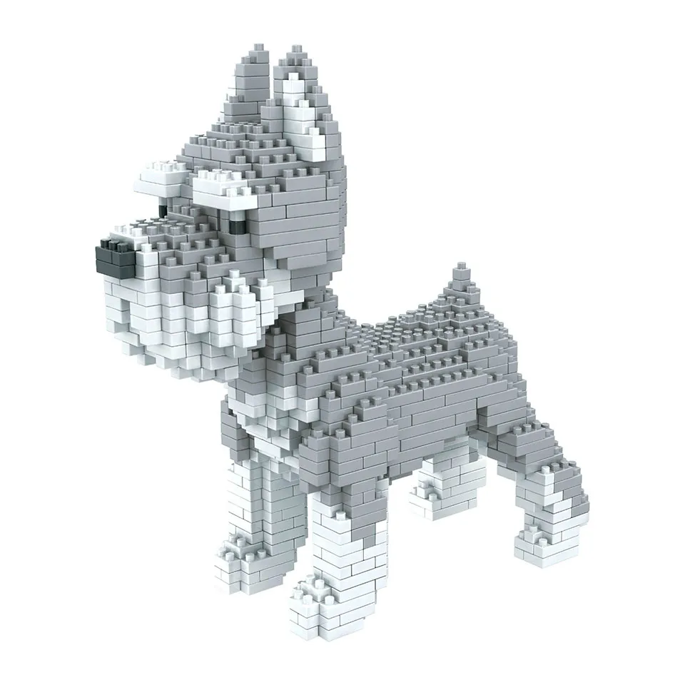 Husky Pet собака породы Шнауцер мультфильм строительные блоки модель игрушки милые