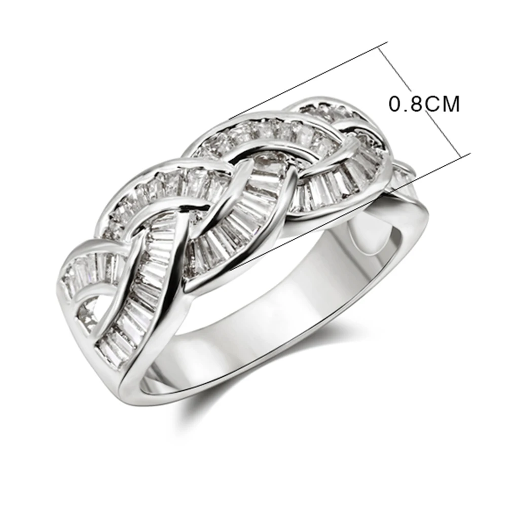 Excellent Quality Finger Ring Trendy Jewelry White and Gold Color AAA Bright Cubic Zirconia Elegant Rings for Women