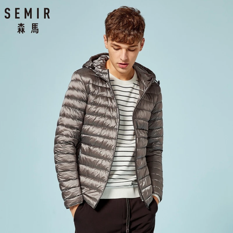 SEMIR новая зимняя куртка Мужская Теплая стеганая с капюшоном модная повседневная