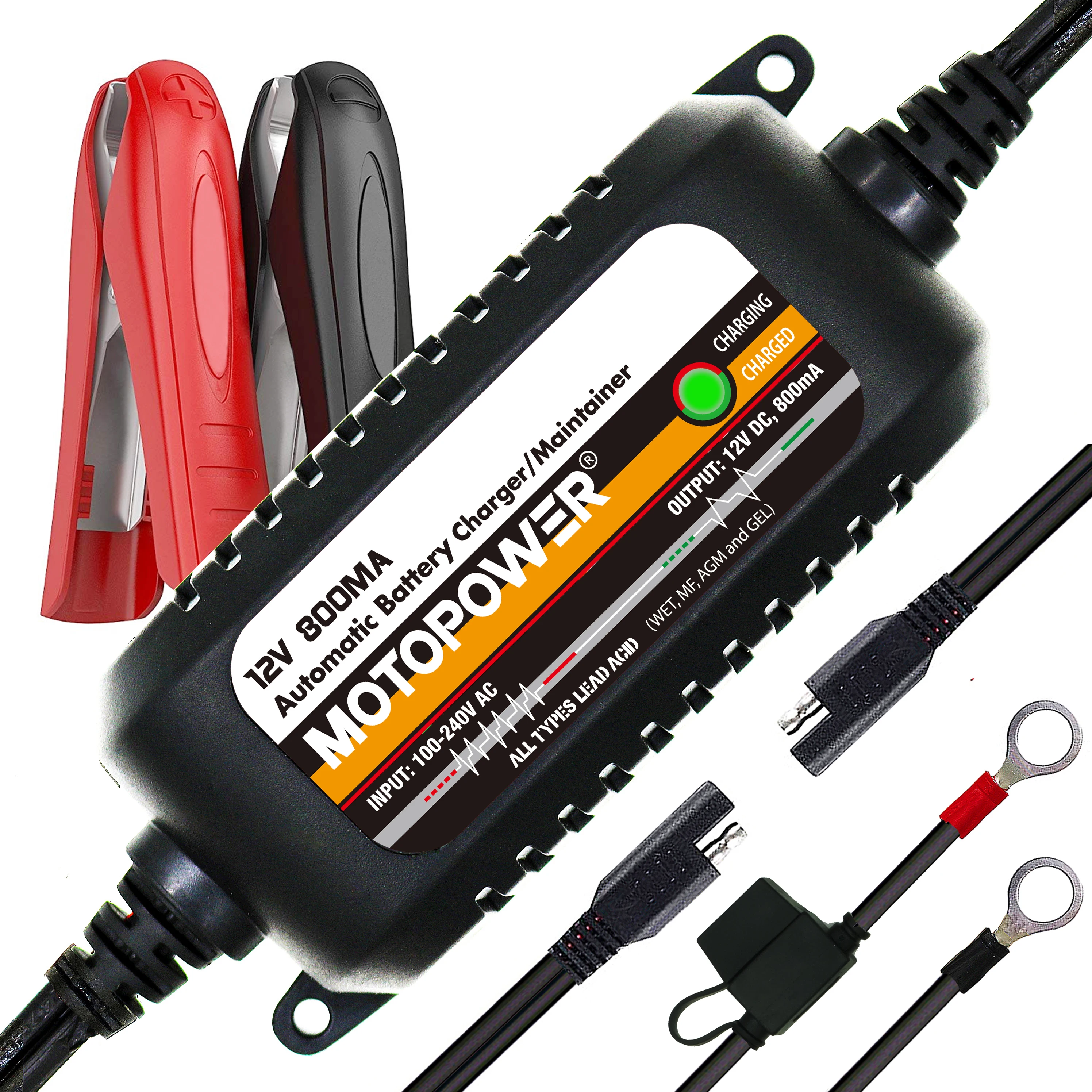 

MOTOPOWER MP00205C Fully Automatic Car Battery Charger Maintainer 12V 800mA Smart Fast Power Charging For Car Motorcycle