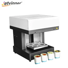 Jetvinner 4-cup Coffee Printer Automatical Print Machine Food Printer for Cake Pizza Bread Milk Biscuit Pizza Candy