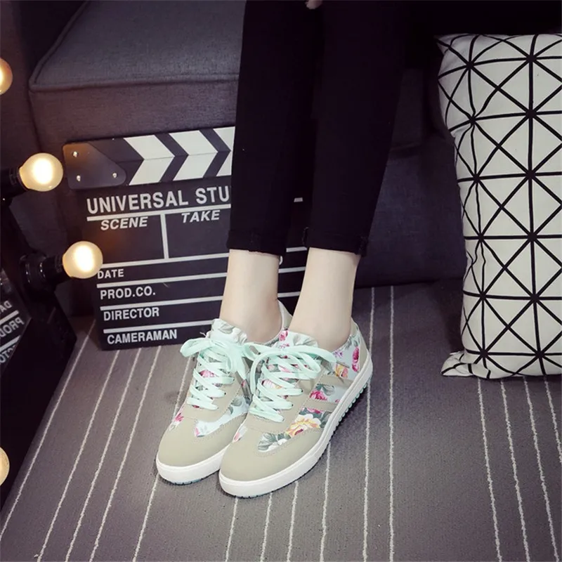 

2019 Casual Women Shoes Woman Spring Summer Fashion Printing Wear-resisting Lace-Up Women Sneakers Vulcanized Shoes