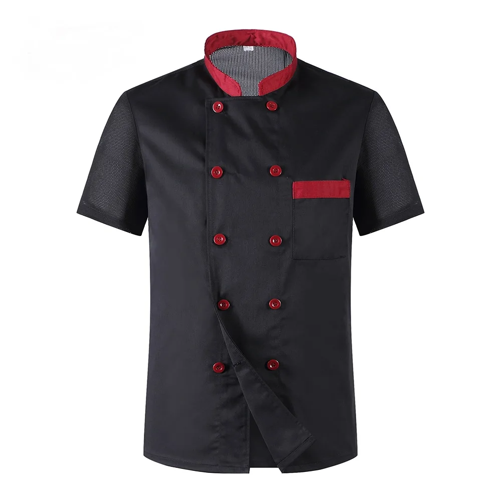 Новинка,, Высококачественная форма для кухни, шеф-повара, ресторана, рубашка, обслуживание, хлебобулочная, дышащая, для мужчин, платье для шеф-повара, куртка для шеф-повара, черный, красный - Цвет: Jacket
