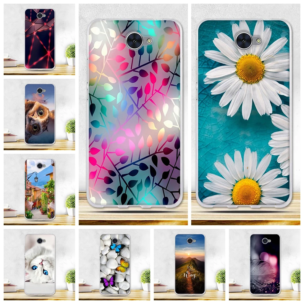 For Huawei Y7 Case Flower Cartoon Animal Tpu Fashion Phone Case For Fundas Huawei Y7 Soft Silicone Back Cover 5.5 inch Coque
