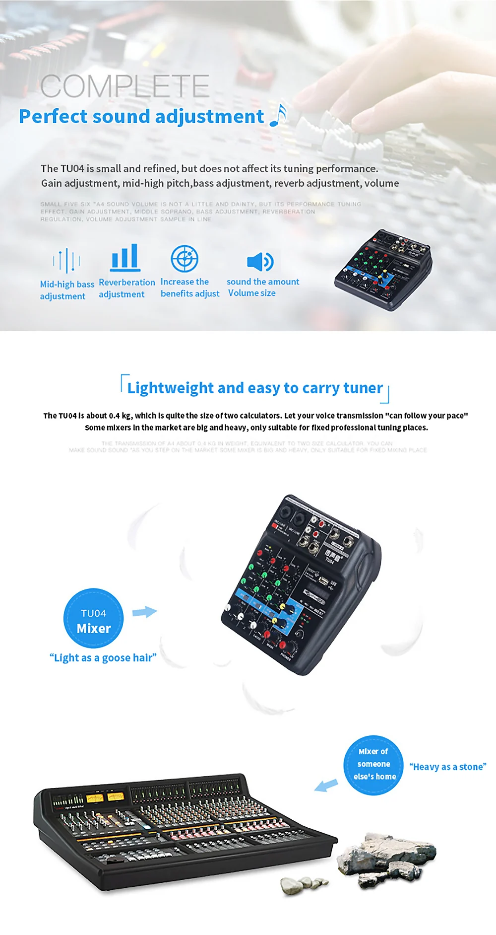 Микшер FELYBY TU04 с Bluetooth USB и функцией звуковой карты микшер для записи голосового радио